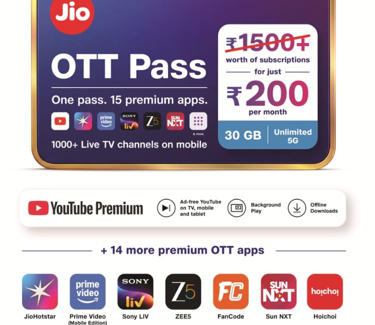 JIO New Plan: जियो का कमाल का प्‍लान, 200 रुपये में 15 ओटीटी ऐप्‍स, 1000 टीवी चैनल और 30 GB डेटा