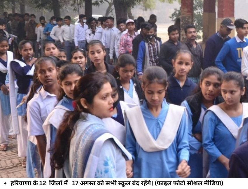 हरियाणा के 12 जिलों में 17 अगस्‍त को सभी स्‍कूल बंद रहेंगे। (फाइल फोटो सोशल मीडिया)