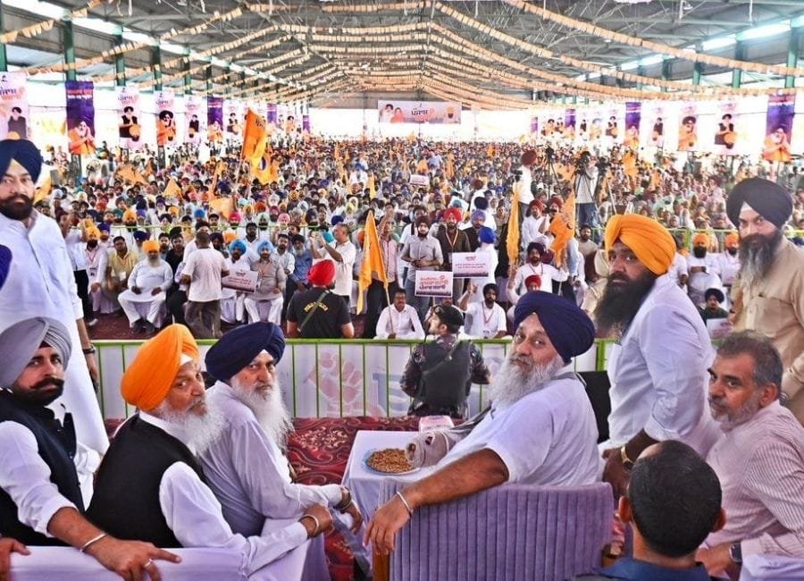 सुखबीर सिंह बादल ने पटियाला जिले के घनौर में शिरोमणिक अकाली दल की रैली को संबोधित किया। (फोटो सौजन्य सुखबीर बादल का एक्स पेज)