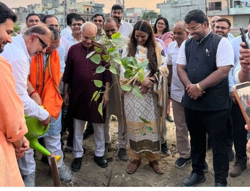पानीपत के नैनो जंगल में पौधारोपण किया गया। (फोटो सौजन्‍य डीआइपीआरओ)