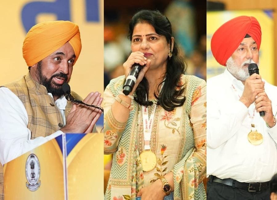 पंजाब के मोहाली में राज्‍यस्‍तरीय शिक्षक अध्‍यापक समारोह आयोजित किया गया। इस दौरान सीएम भगवंत सिंह मान ने सम्‍मानित शिक्षकों से संवाद भी किया। (फोटो सौजन्‍य पंजाब डीपीआरओ)